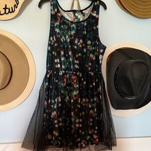 H&M Black Midi Dress with Multicolor Dot Print